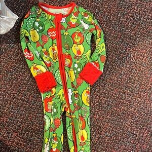 Festive Green Kids One Piece Pajamas